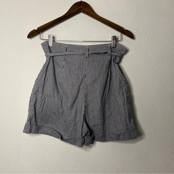 Tie Waist Striped Shorts High Waist Casual Trouser Shorts Size Medium - Picture 15 of 16